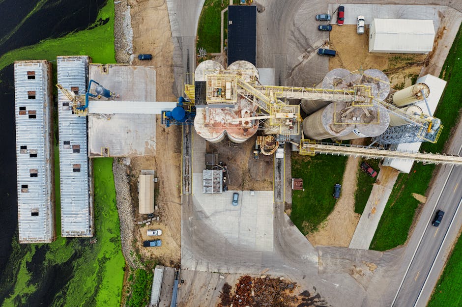 Aerial drone photography of an industrial facility — UAV inspection context