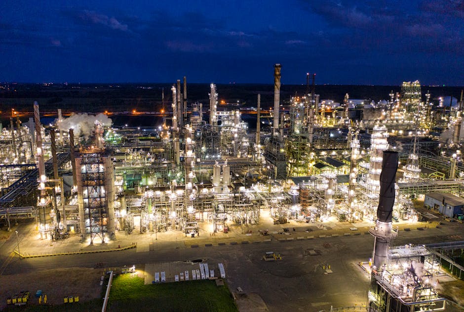 Process and chemical engineering — petrochemical plant aerial view