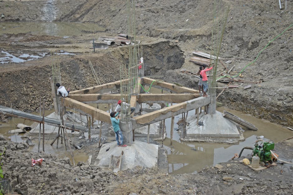Concrete foundation and rebar reinforcement