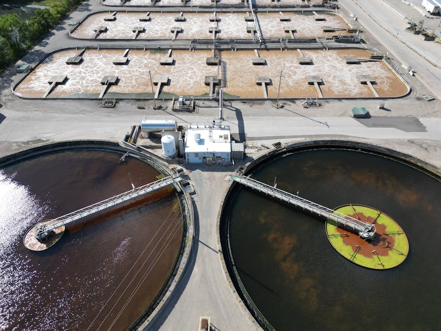Water treatment plant aerial view